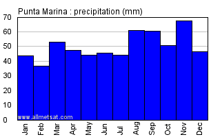 Punta Marina Italy Annual Precipitation Graph